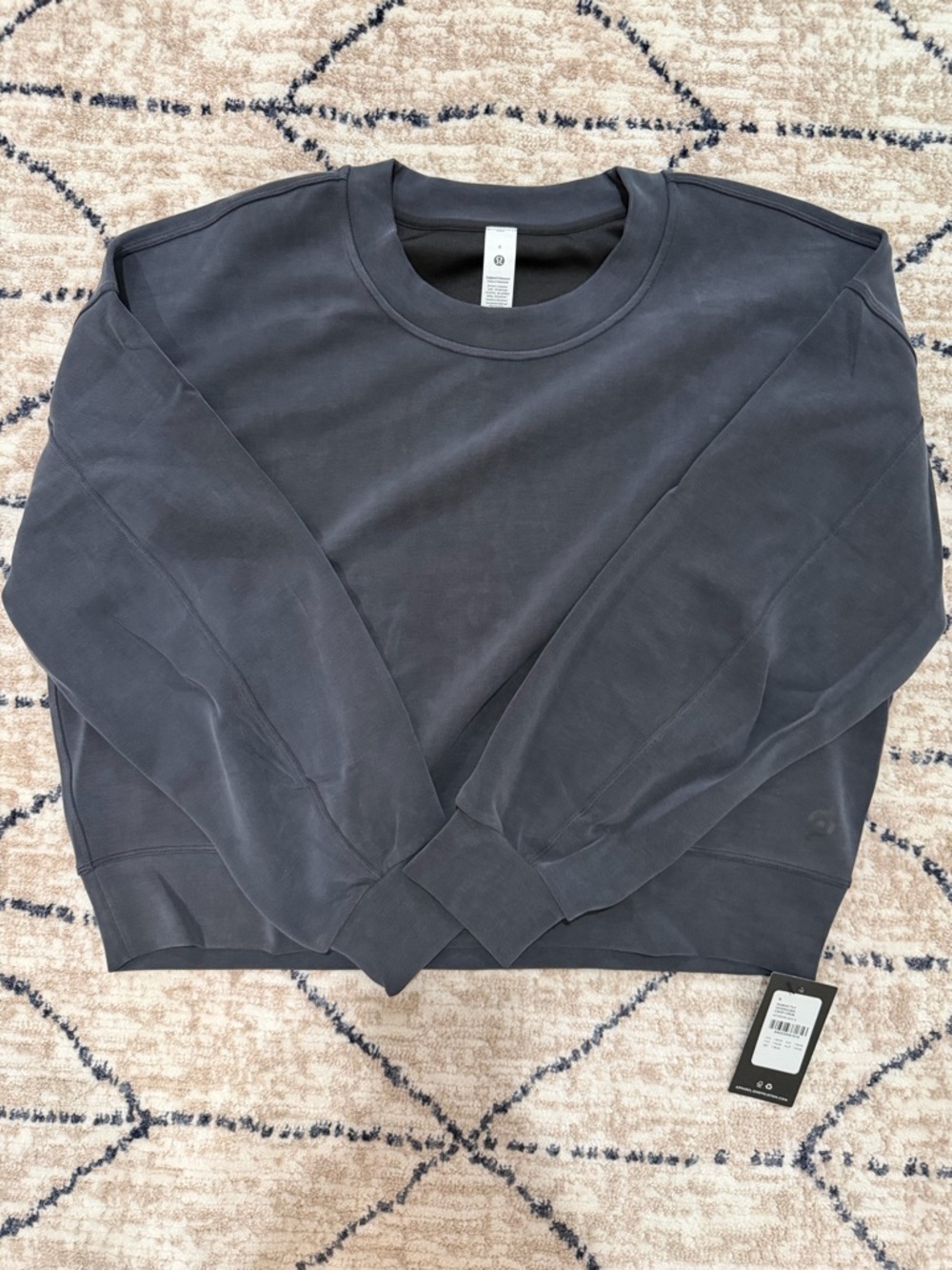 Lululemon X Peloton Perfectly Oversized Crop Crew in Charcoal Black